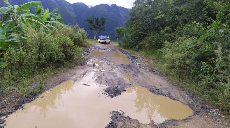 National Highway 150 linking Namrei village and Razai village in October 21, 2020