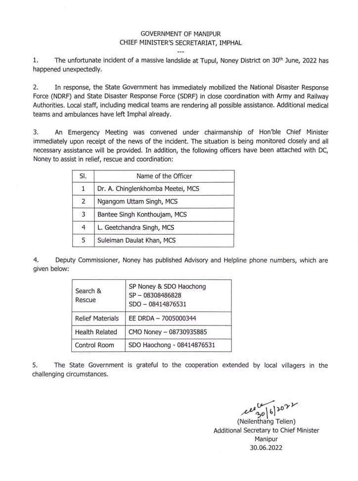 Manipur landslide, tupul, noney 