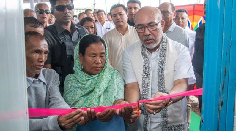 temporay shelter homes, biren, manipur violence, displaced